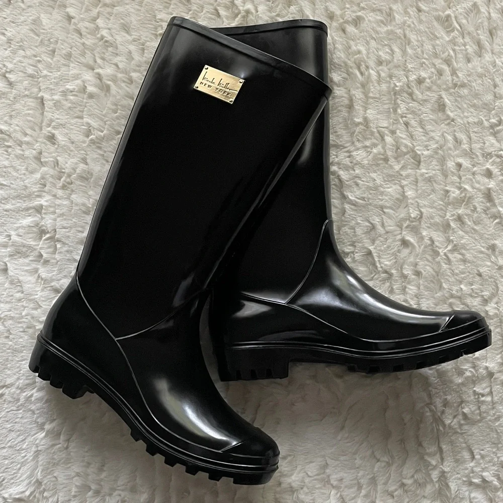 Nicole Miller Black Tall Rain Boots Size 8 - Picture 3 of 16